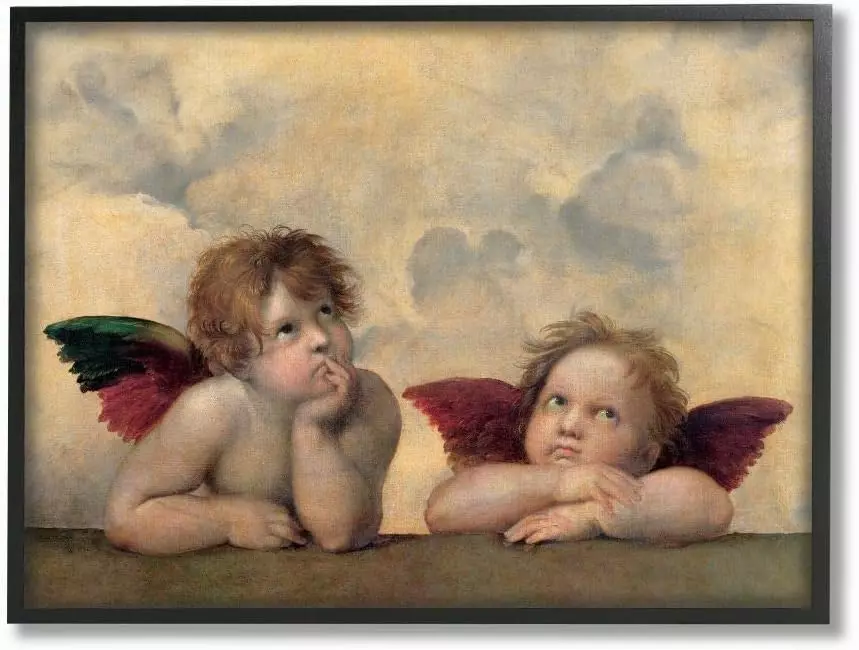 Stupell Industries Angels in Wonder Classic Oil Painting, Design by Rafaello Sanzio Wall Art, 11 x 14, Black Framed — Wall Art