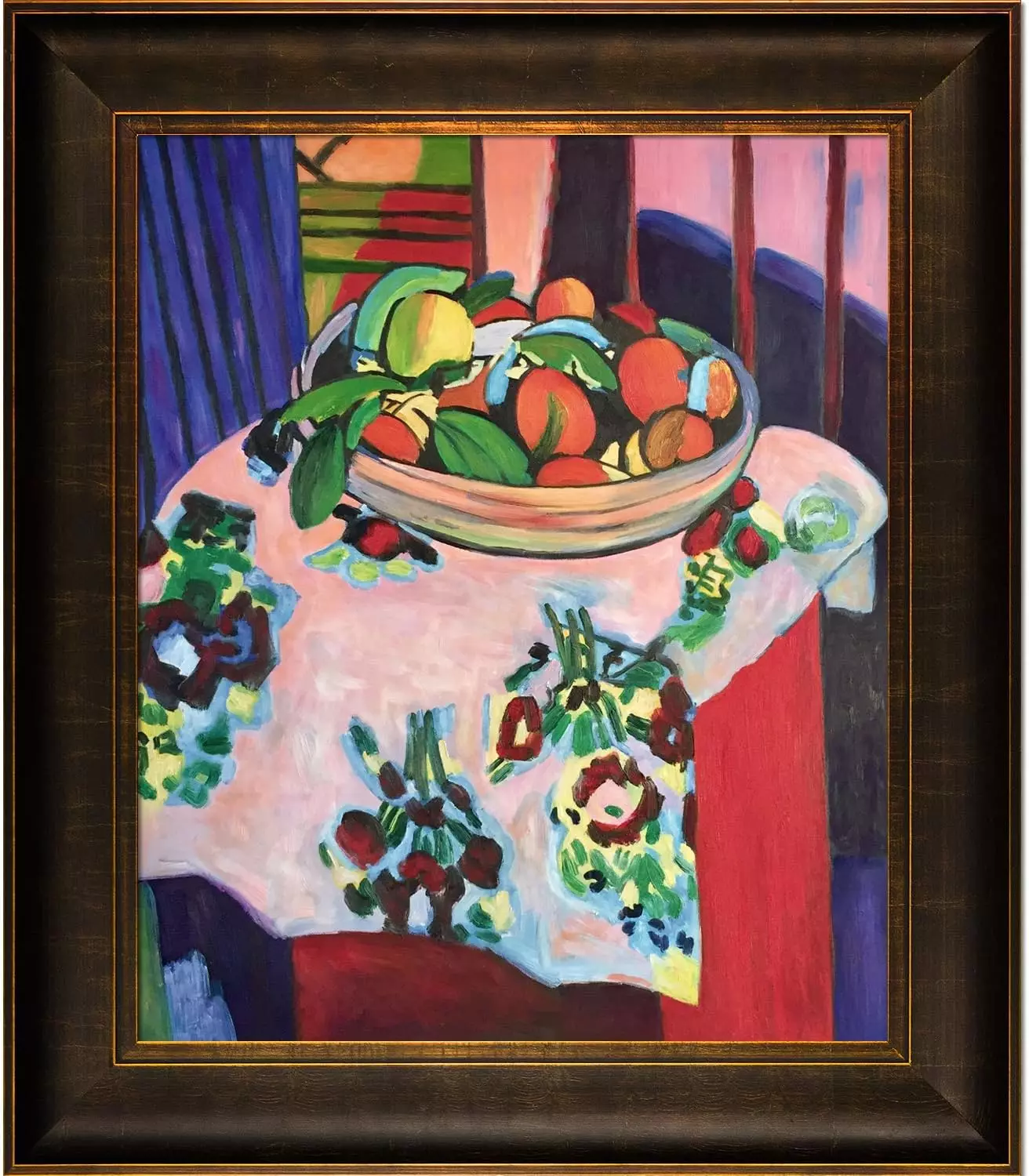 La Pastiche OverstockArt Still Life with Oranges by Henri Matisse Hand Painted Oil on Canvas with Veine D Or Bronze Scoop Frame, 30.5  x 26.5 , Multi-Color — Wall Art