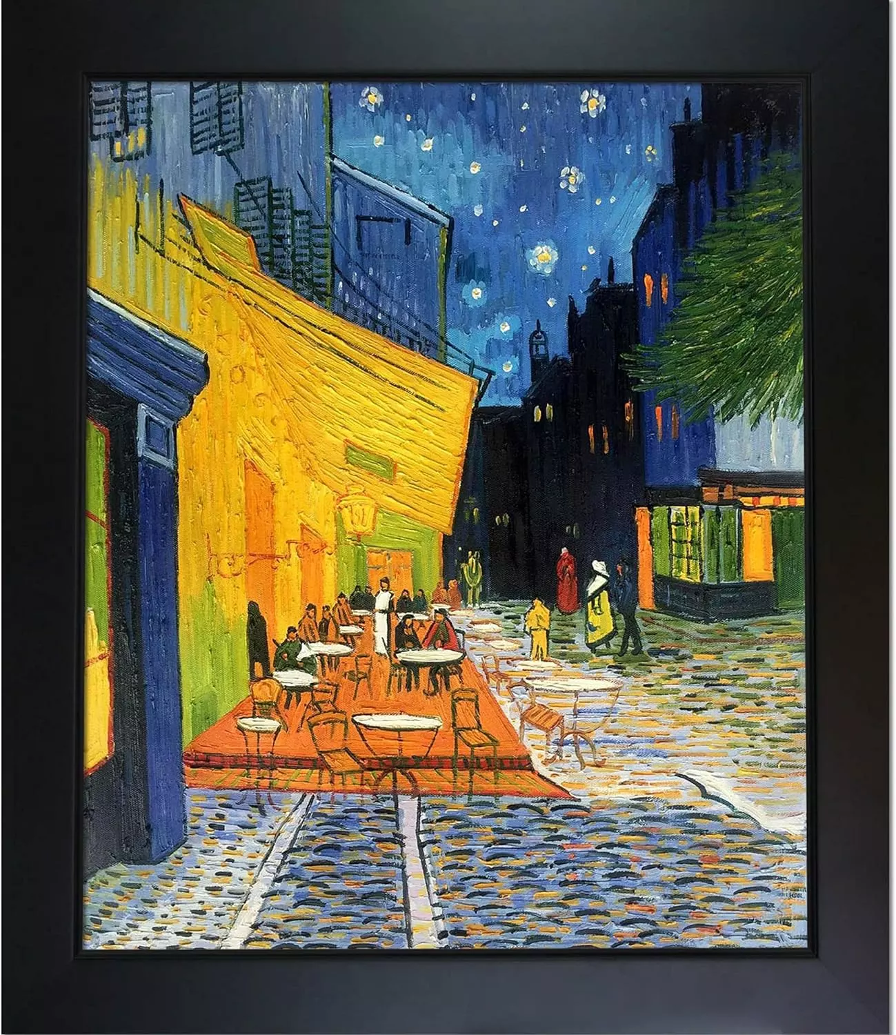 La Pastiche overstockArt VG415-FR-137B20X24 Vincent Van Gogh Cafe Terrace at Night 20-Inch by 24-Inch Framed Oil on Canvas, Multicolor — Wall Art