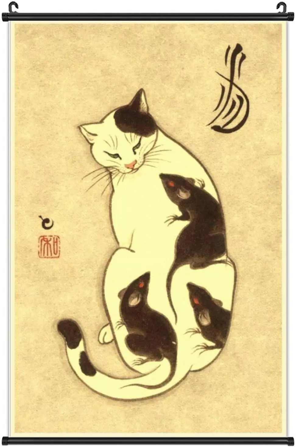 A Wide Variety of Vintage Retro Japanese Samurai Cat Tattoo 13 Wall Scroll Hanging Decor 16x24 in  — Wall Art