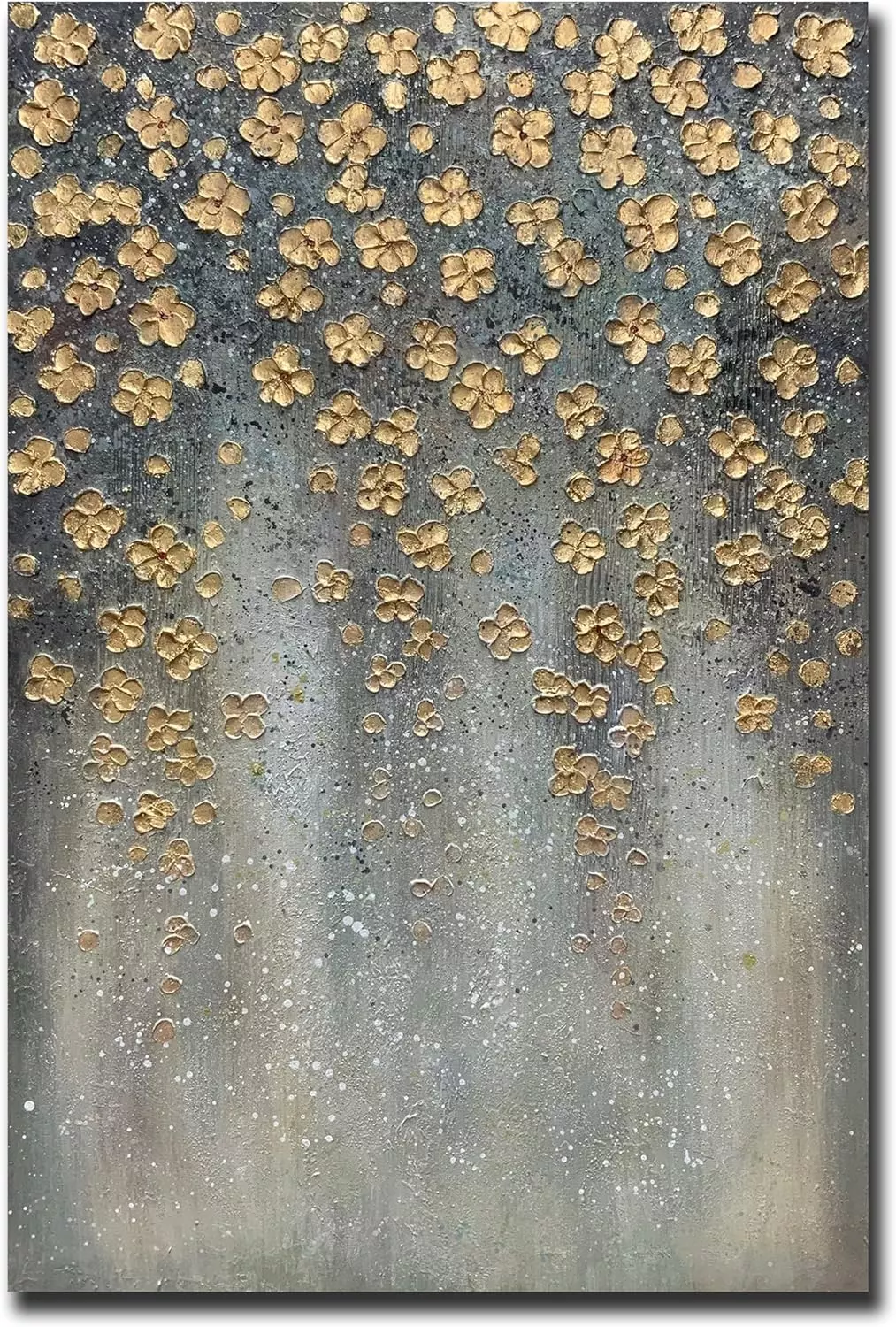 ART8YUQI Paintings - Texture color Wall Art Abstract Golden Flowers Picture Modern Artwork Oil Painting for Decor 24x36 Inch — Wall Art