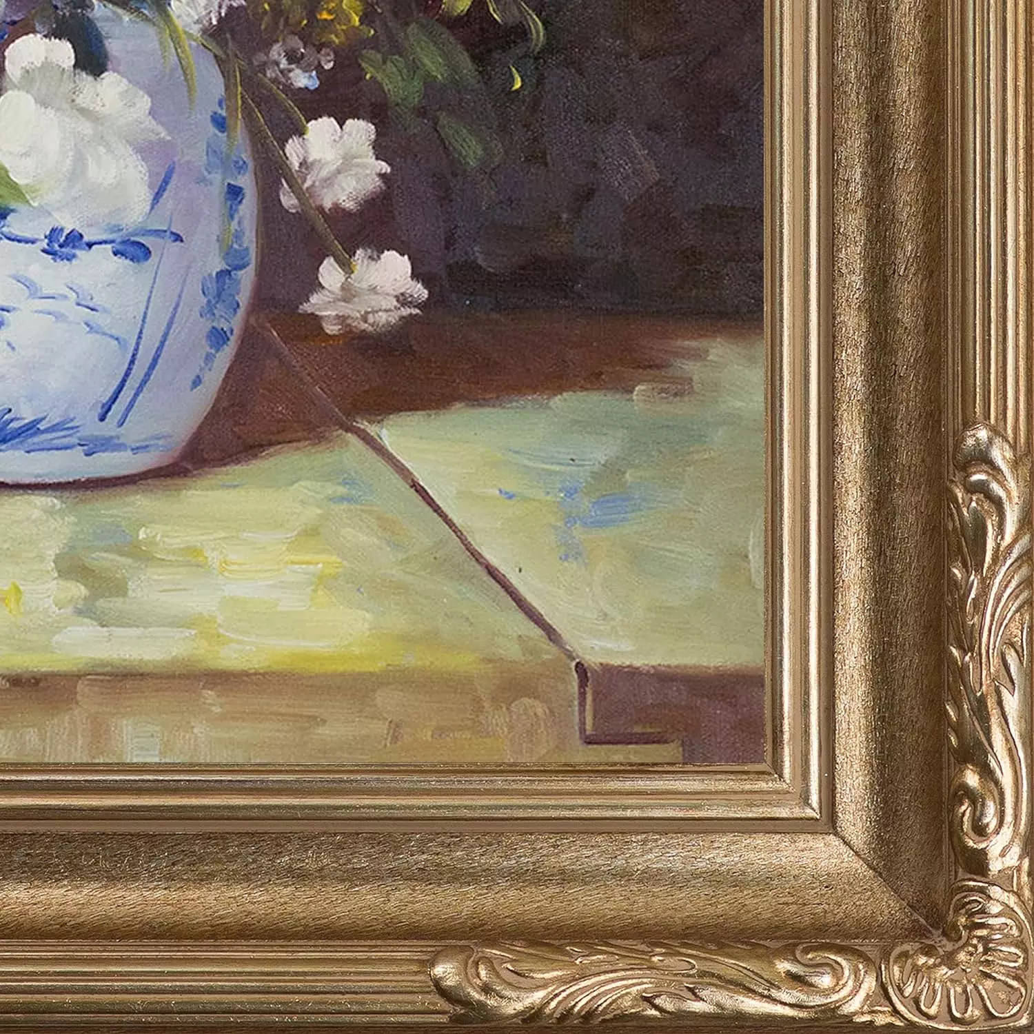 overstockArt Grande Vase Di Fiori by Pierre-Auguste Renoir Hand Painted Oil on Canvas with Brasovia Frame, 26.5  x 30.5  — Wall Art