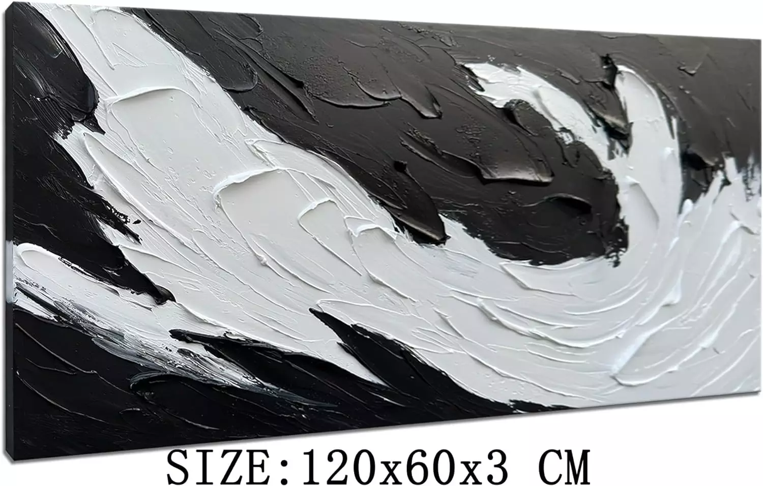 zoinart Large Black and White Abstract Wall Art 48x24 Inches Hand Painted Modern Oil Paintings Large Minimalist Contemporary Art Thick Texture Canvas Wall Art Home Decorations — Wall Art