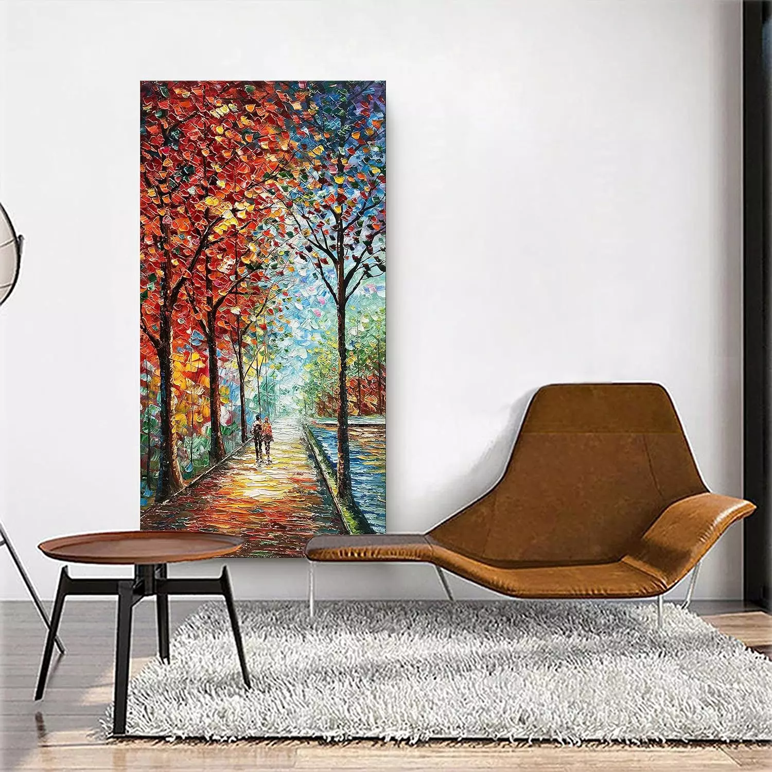 Diathou Art Hand-painted Landscape Oil Painting Wall Art 24x48 Inchs Contemporary Abstract Vertical Texture Oil Painting For Living Room Bedroom wall Decoration — Wall Art