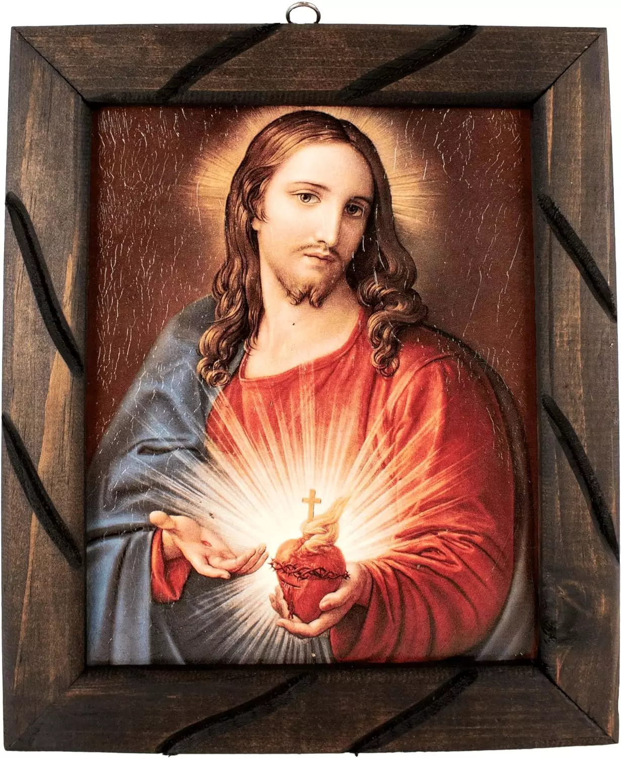 Mrcjsales- Our father in rustic frame, Oil painting, 24  x36  , 13  x18  , 10  x12   inches, religious art image, Padre Nuestro , Cuadro rustico , Home decor, wall decor, church events, gifts (Large 24x36   inches) — Wall Art