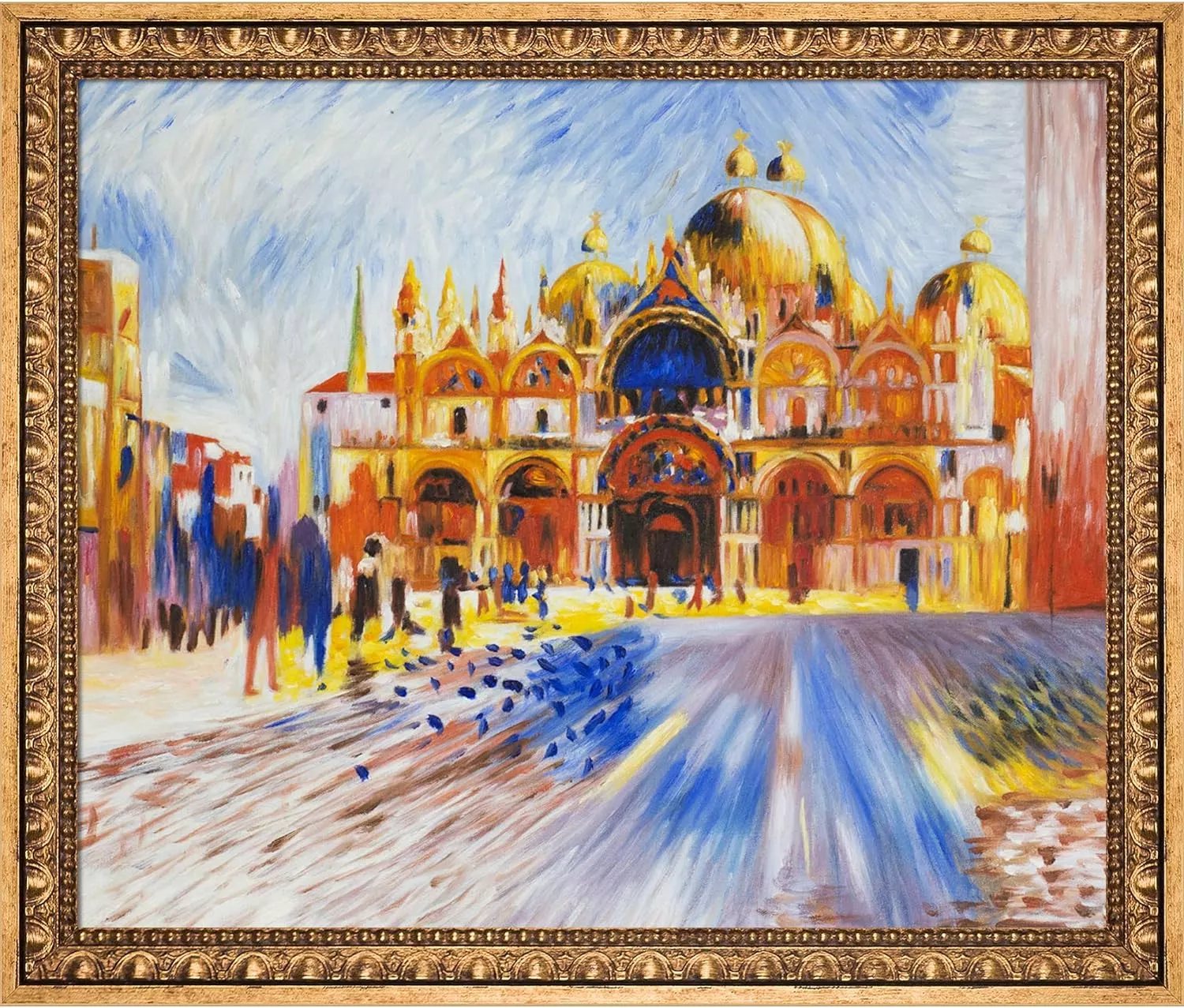 La Pastiche OverstockArt The Piazza San Marco Venice, 1881 by Pierre-Auguste Renoir Hand Painted Oil on Canvas with Versailles Gold Frame, 27.5  x 23.5 , Multi-Color — Wall Art