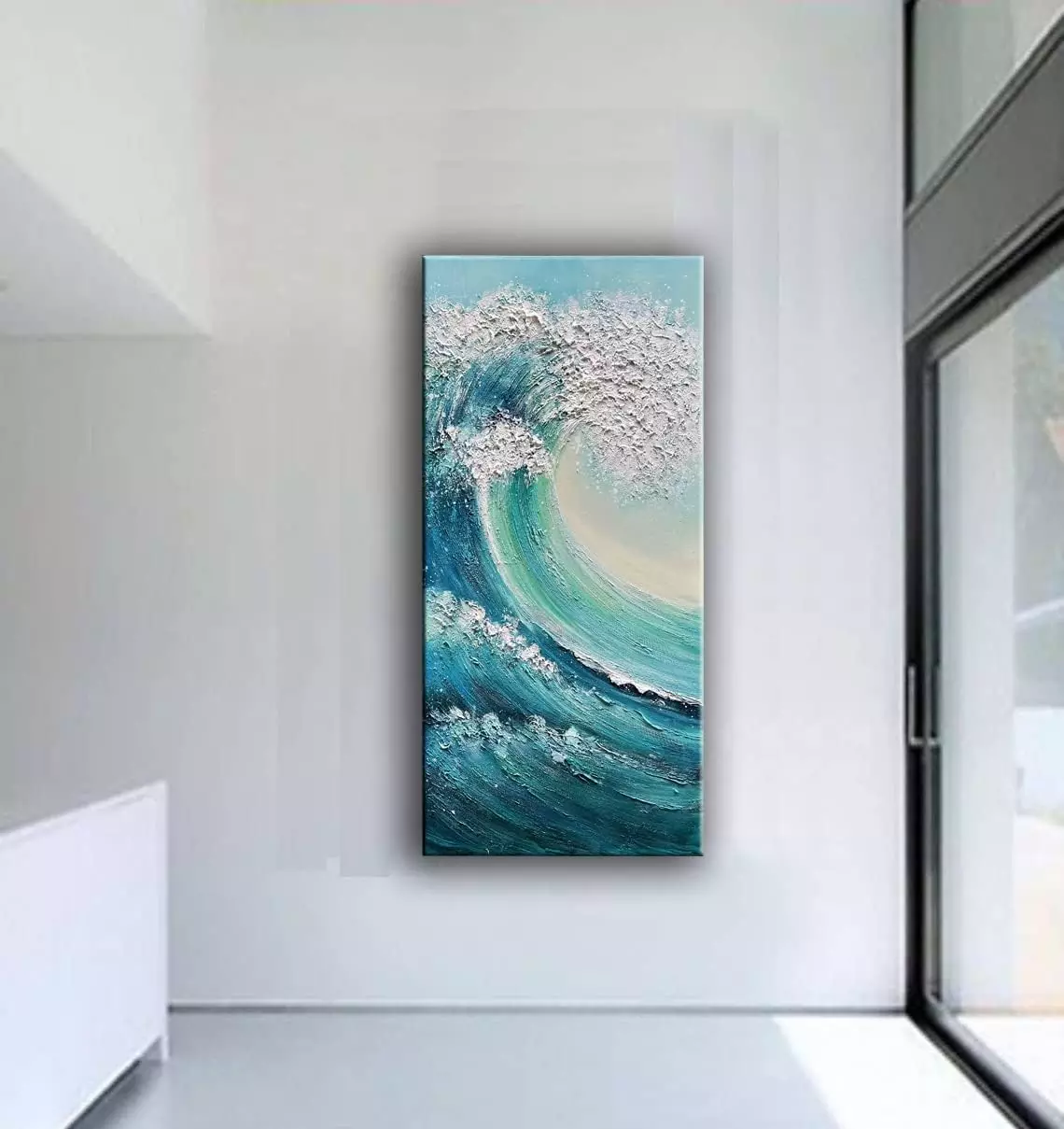 JELRINR Sea Waves Large Canvas Wall Art Oil Painting On Canvas Texture Seascape paintings Hand painted Acrylic paintings Room Bedroom Home Decorations Modern Abstract Art 24x48inch — Wall Art