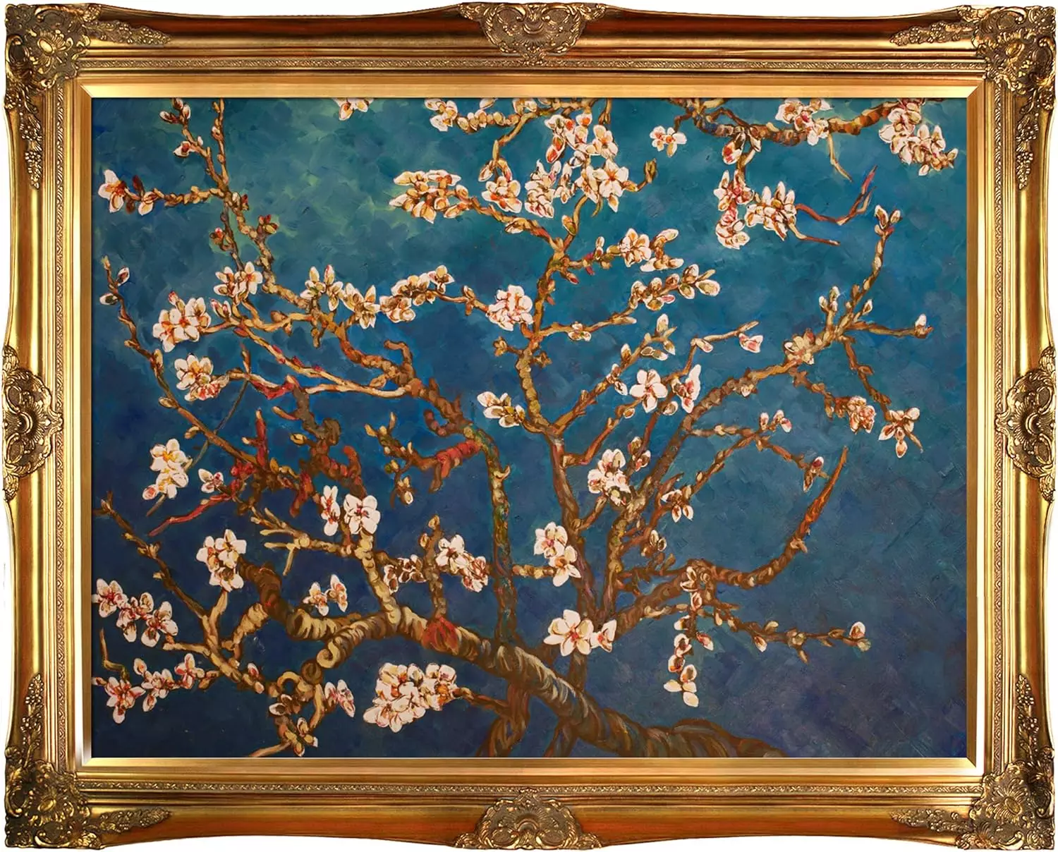 La Pastiche Branches of an Almond Tree in Blossom by Vincent Van Gogh with Gold Victorian Frame Oil Painting Wall Art, 48  x 38  — Wall Art