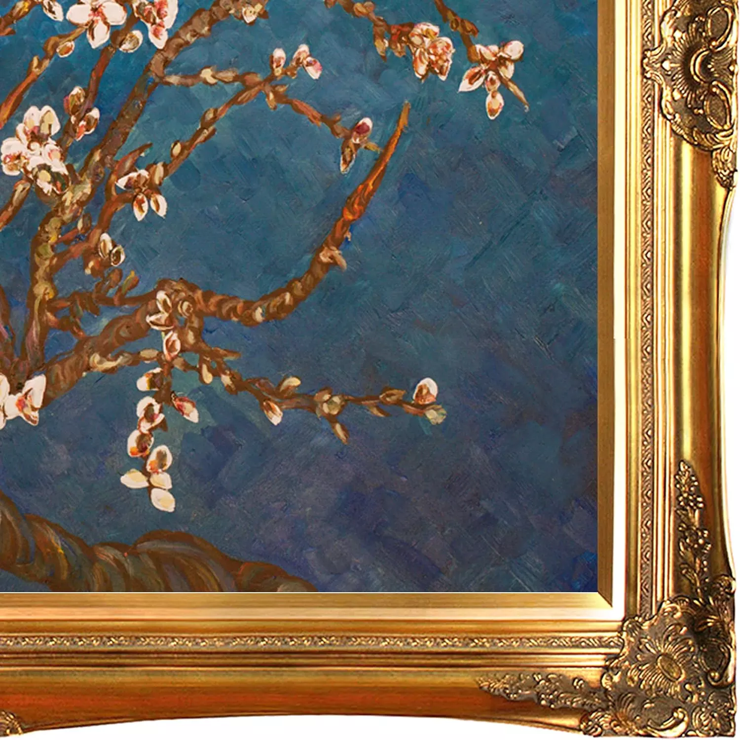 La Pastiche Branches of an Almond Tree in Blossom by Vincent Van Gogh with Gold Victorian Frame Oil Painting Wall Art, 48  x 38  — Wall Art