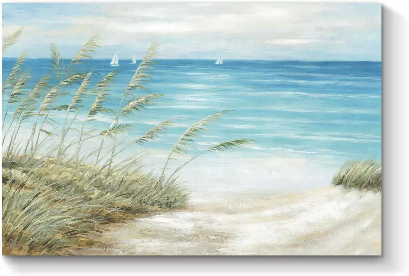 TAR TAR STUDIO Seascape Canvas Painting Wall Art: Oil Painting Style Beach Theme with Hand Painted Texture Canvas Art Wall Décor for Living Room (36  W x 24  H, Multiple Sizes) — Wall Art