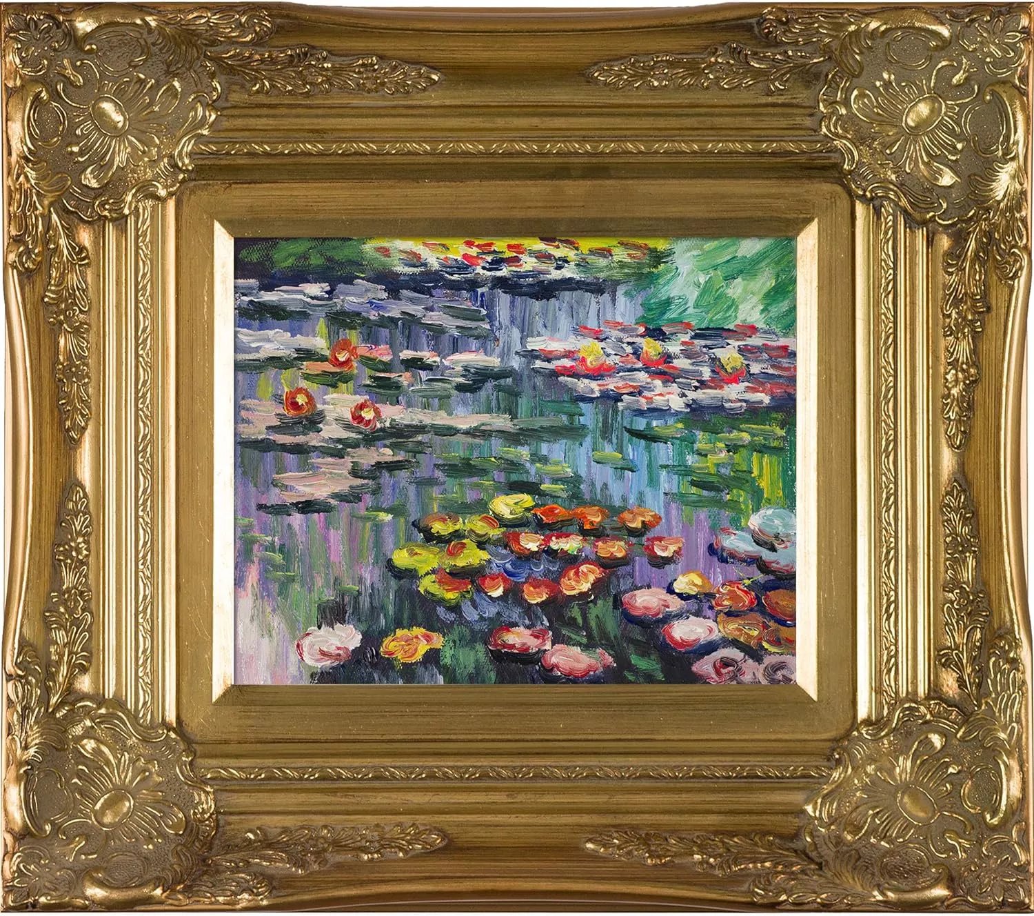 overstockArt Water Lilies (Pink) with Victorian Gold Framed Oil Painting, 18  x 16 , Multi-Color — Wall Art