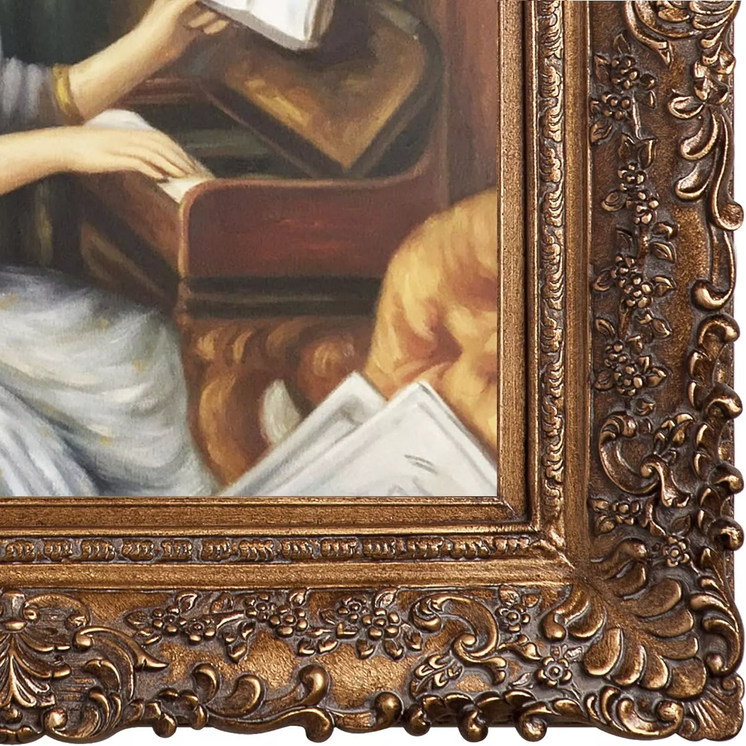 La Pastiche overstockArt Young Girls at the Piano by Pierre-Auguste Renoir with Gold Burgeon Frame Oil Painting Wall Art, 33.5  x 29.5 , 29.50  x 33.50  — Wall Art