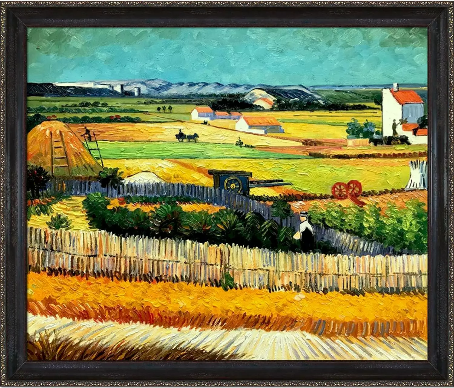 La Pastiche overstockArt The Harvest by Vincent Van Gogh Hand Painted Oil Reproduction with La Scala Frame — Wall Art