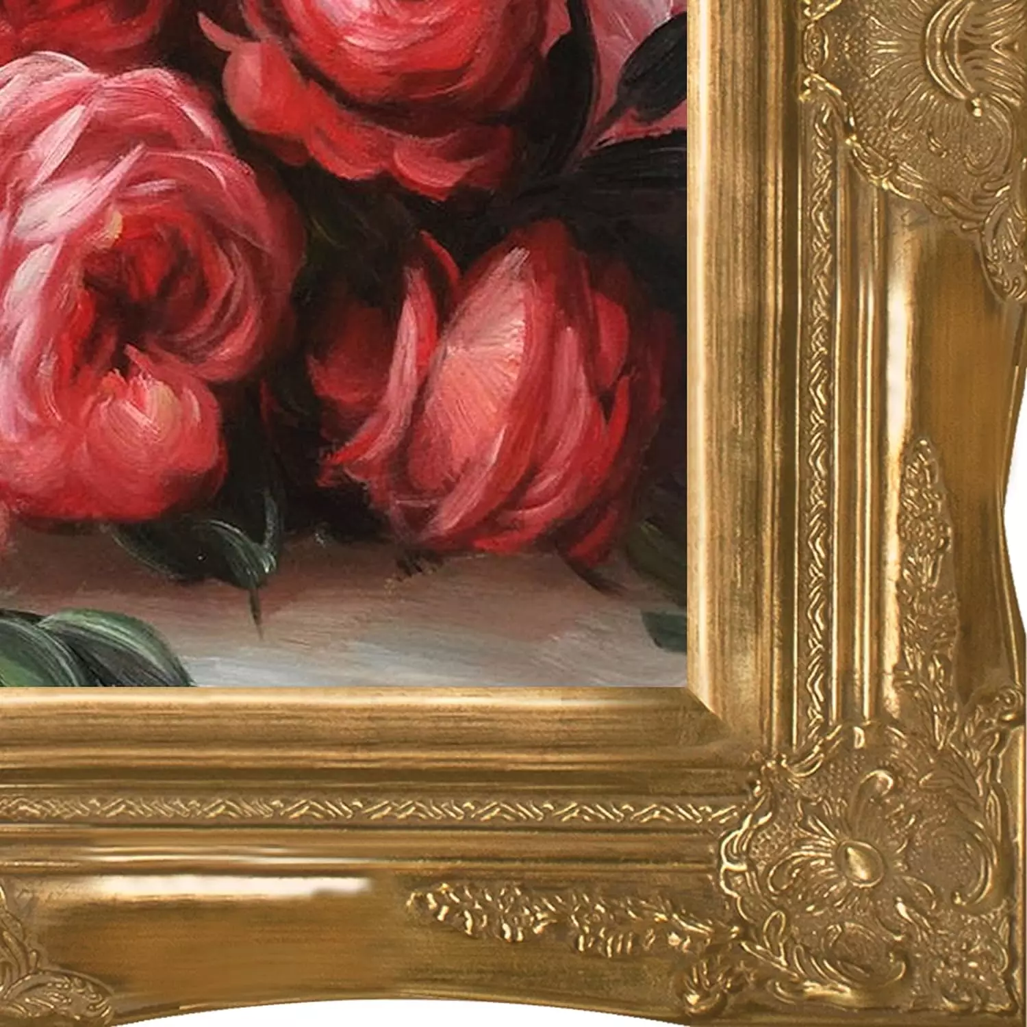 La Pastiche Discarded Roses by Pierre-Auguste Renoir with Gold Victorian Frame Oil Painting Wall Art, 28  x 24  — Wall Art