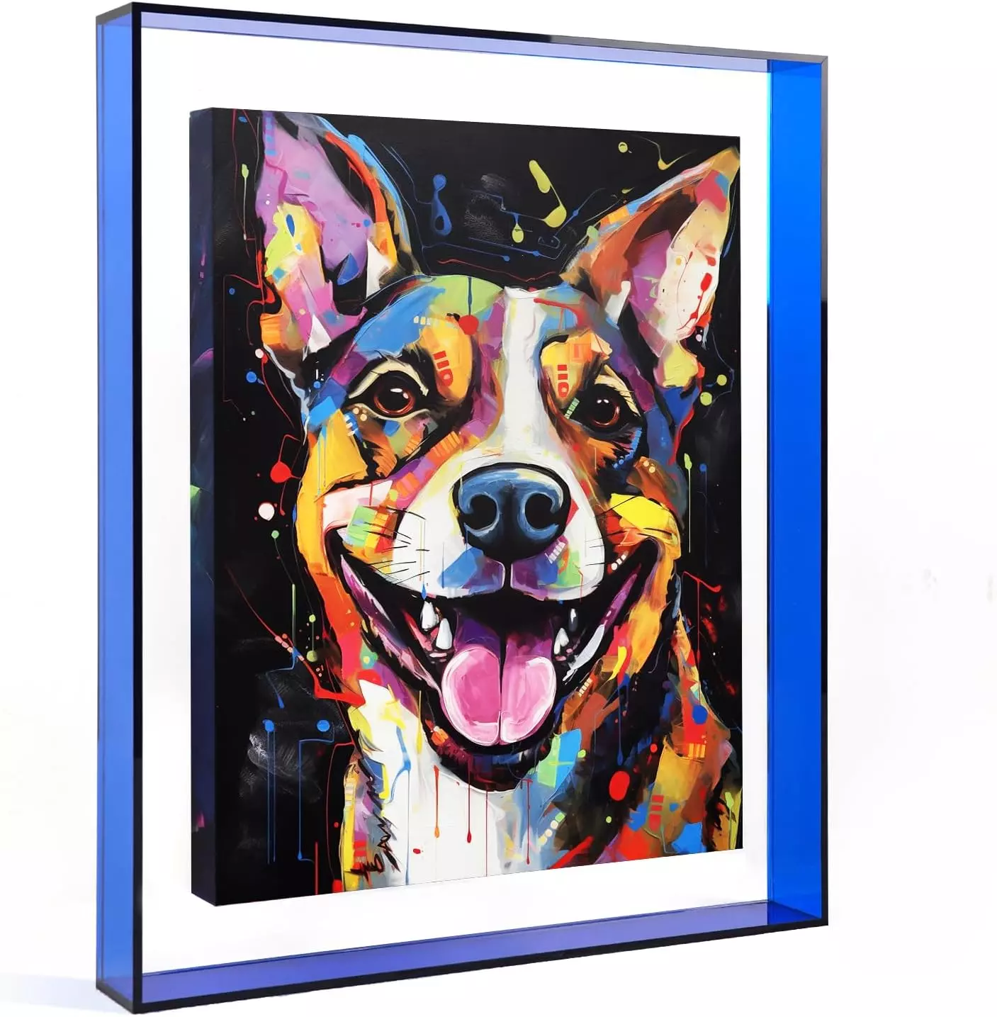 FOLKOR Canvas Frame for 11x14 Oil Paintings, Neon Colorful Acrylic Floating Frame for Modern Abstract Colorful Pop Art Home Office Living Room Wall Decor (Klein Blue) — Wall Art