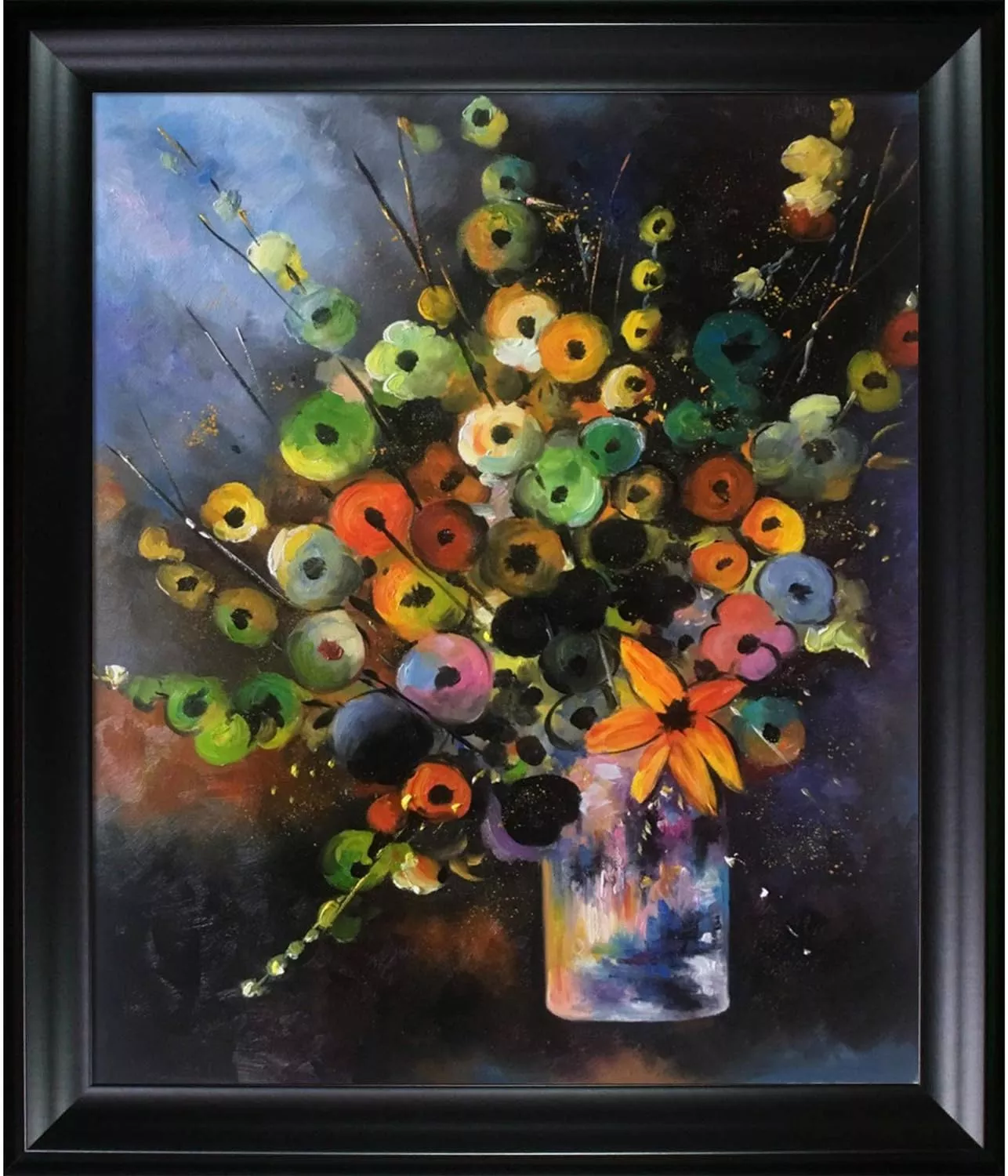 ArtistBe Hand Painted Oil Reproduction, Bunch (451180) by Pol Ledent with Black Satin Frame, 29 in x 25 — Wall Art