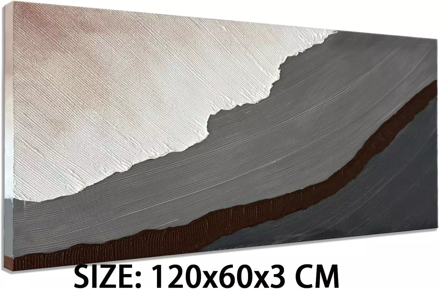 Slyart Handmade Modern Abstract Painting 3D Heavy Texture Canvas Wall Art 48x24 Inches Minimalism Sea Wave Quartz Sand Oil Paintings on Canvas for Living Room Bedroom Wall Decor — Wall Art