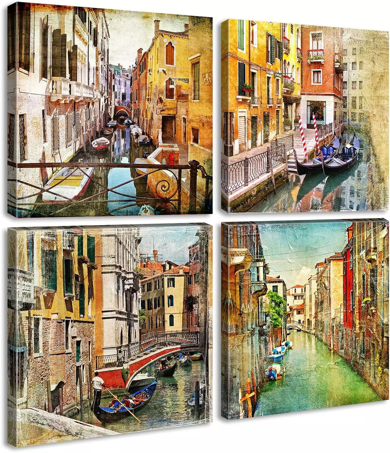 JiazuGo Venice Grand Canal Wall Decor Mediterranean Landscape Oil Painting Decor European Vintage Cityscape Wall Art Colorful Italian Town Modern Aesthetic Posters for Bedroom, Living Room,Restaurant — Wall Art