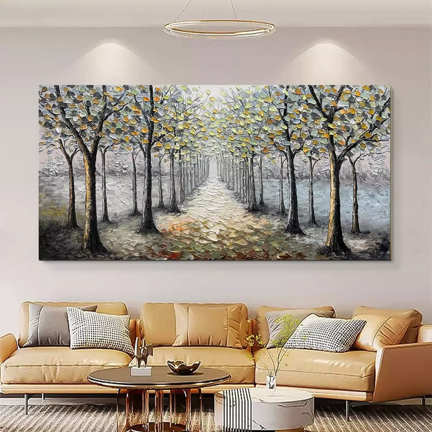 Yotree Paintings, 24x48 Inch Paintings Snowy Road Oil Hand Painting Painting 3D Hand-Painted On Canvas Abstract Artwork Art Wood Inside Framed Hanging Wall Decoration Abstract Painting — Wall Art