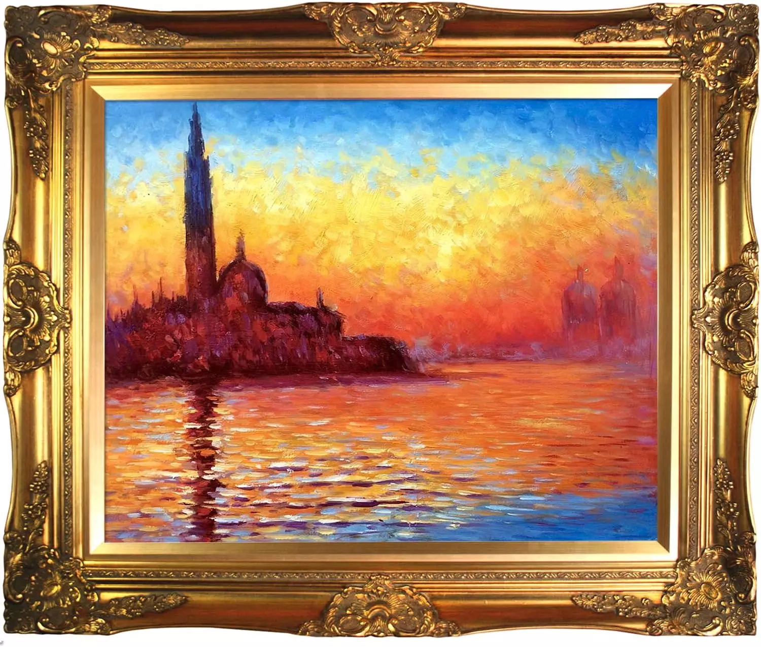 overstockArt Monet San Giorgio Maggiore by Twilight Oil Painting with Victorian Gold Frame, Gold Finish, 28 in x 24 in — Wall Art