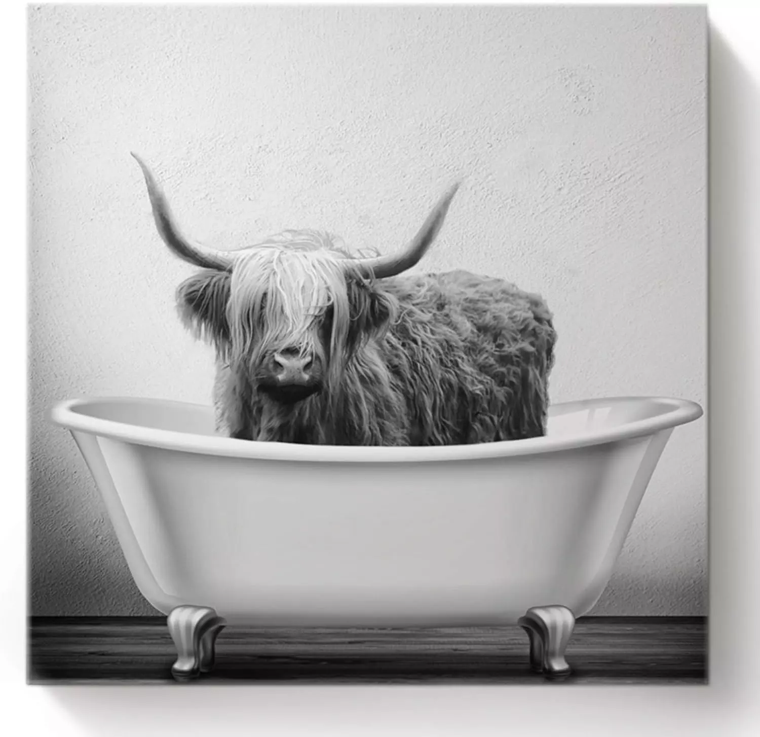 Chucoco Yak Highland Cow in The Bathtub DIY Oil Painting Paint by Numbers Kits for Adults Kids Beginner,Grey Wildlife Art Home Wall Art Canvas Decor — Wall Art