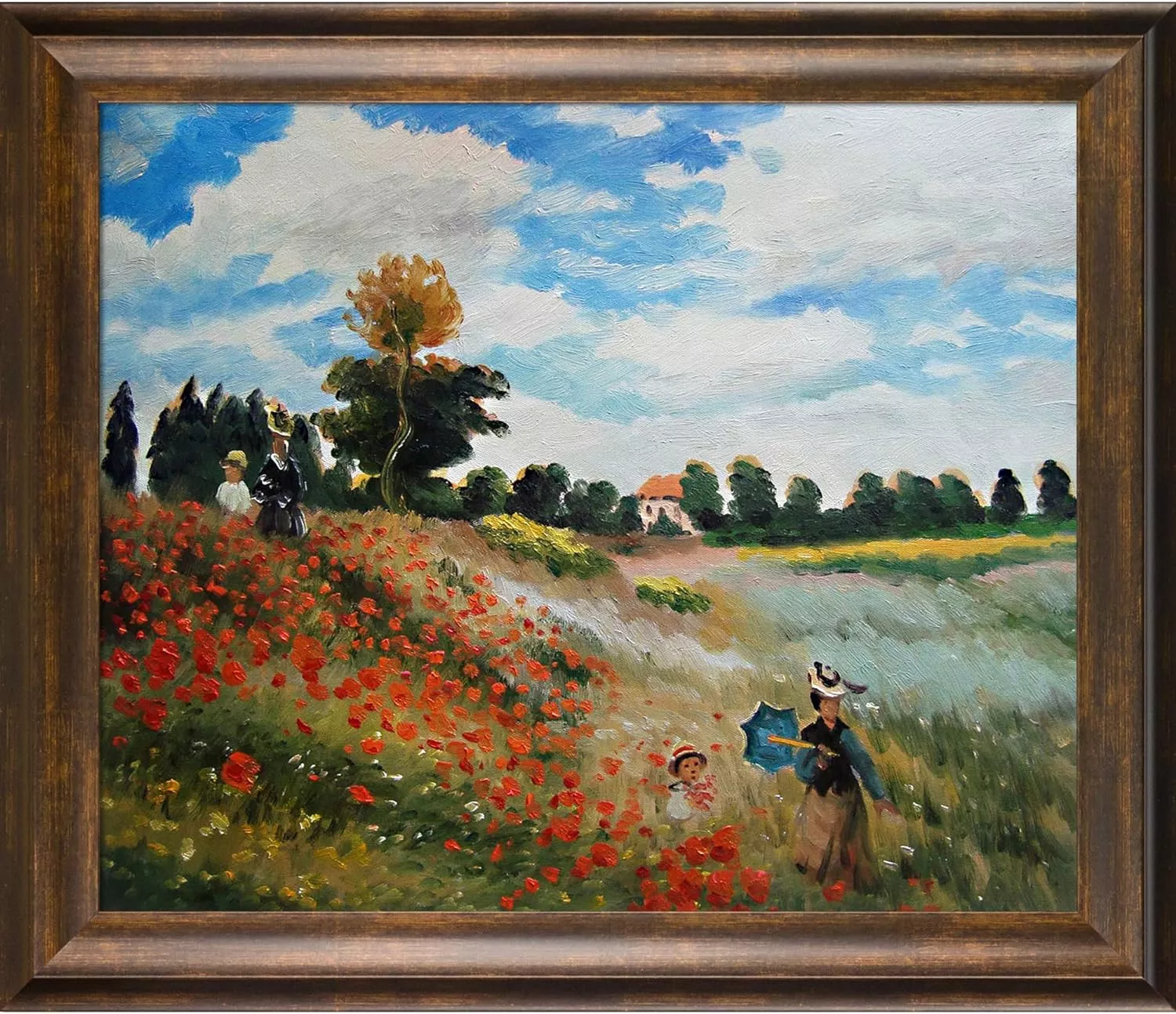 overstockArt MON578-FR-20430420X24 Poppy Field in Argenteuil with Modena Vintage Framed Hand Painted Oil Reproduction, 20X24, Multi — Wall Art