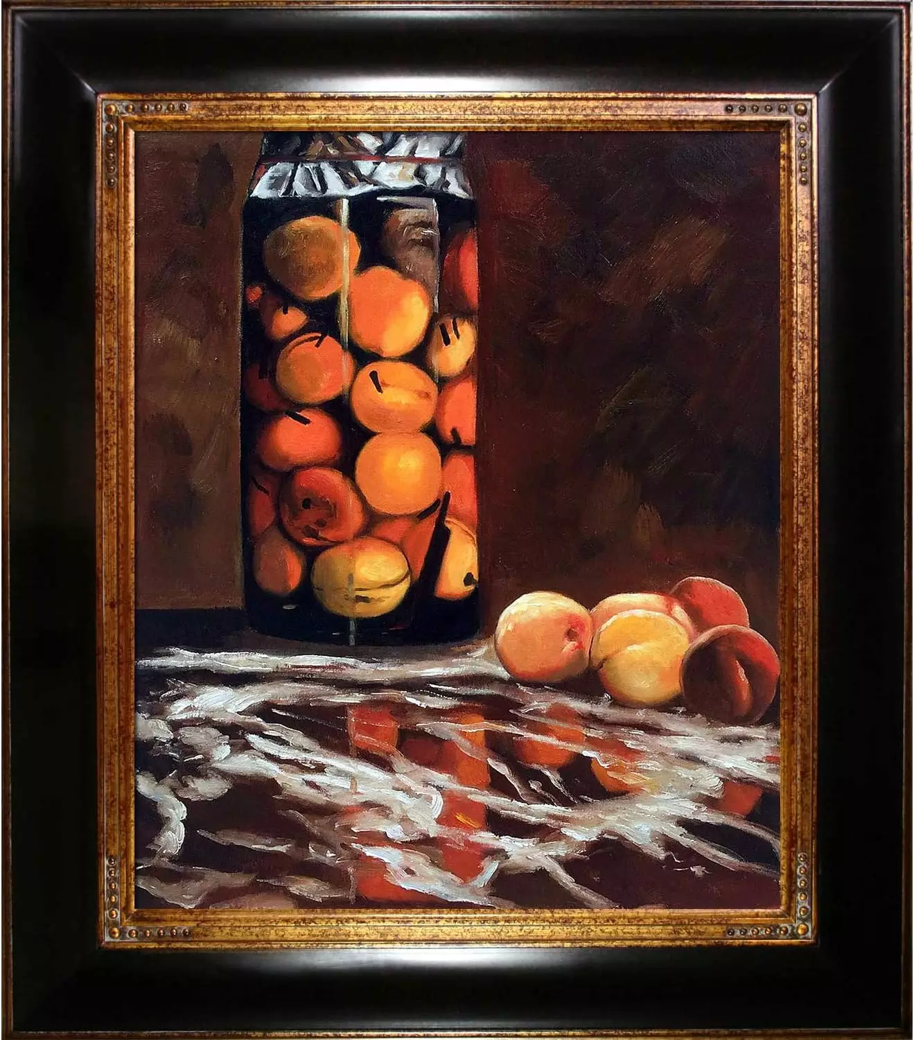 Hand-Painted Reproduction of Claude Monet Jar of Peaches Framed Oil Painting, 20 x 24 — Wall Art