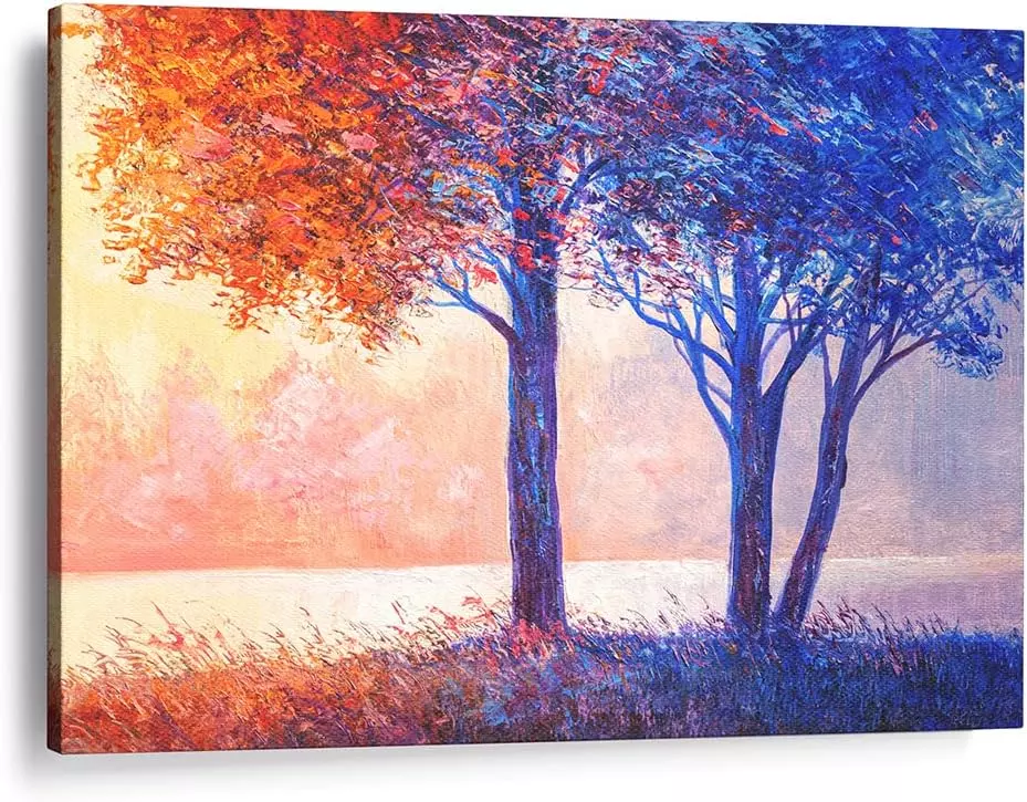 HOBBYMATE Canvas Trees Artwork Home Decoration Oil Painting Style, Ready to Hang — Wall Art