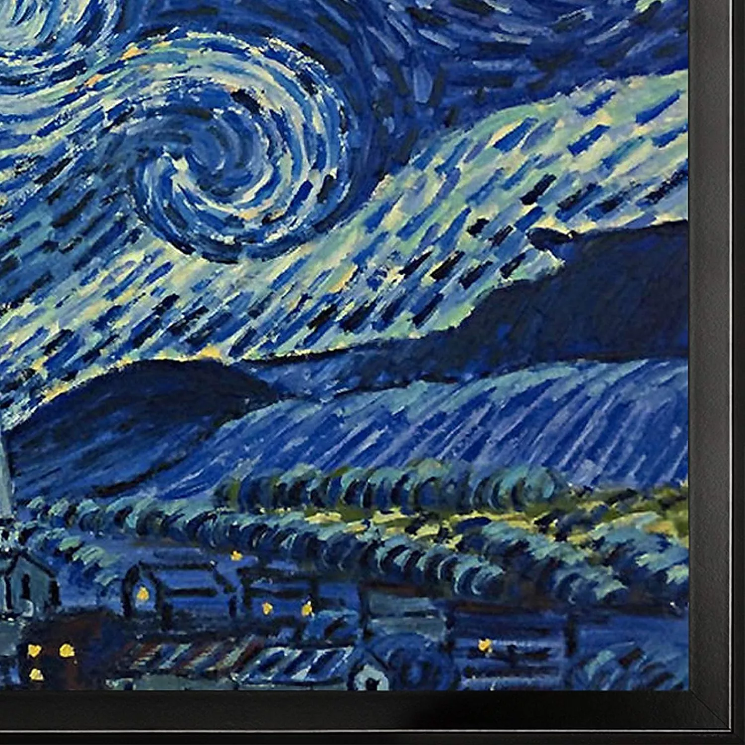 overstockArt Starry Night Framed Oil Reproduction of an Original Painting by Vincent Van Gogh — Wall Art