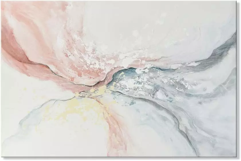 Large Pink Abstract Wall Art Contemporary Canvas Artwork Marble Design Blush Grey Water Flow Trendy Paintings Modern Framed Decor for Kitchen Bedroom Living Room Dining Room Office 36 x24  — Wall Art