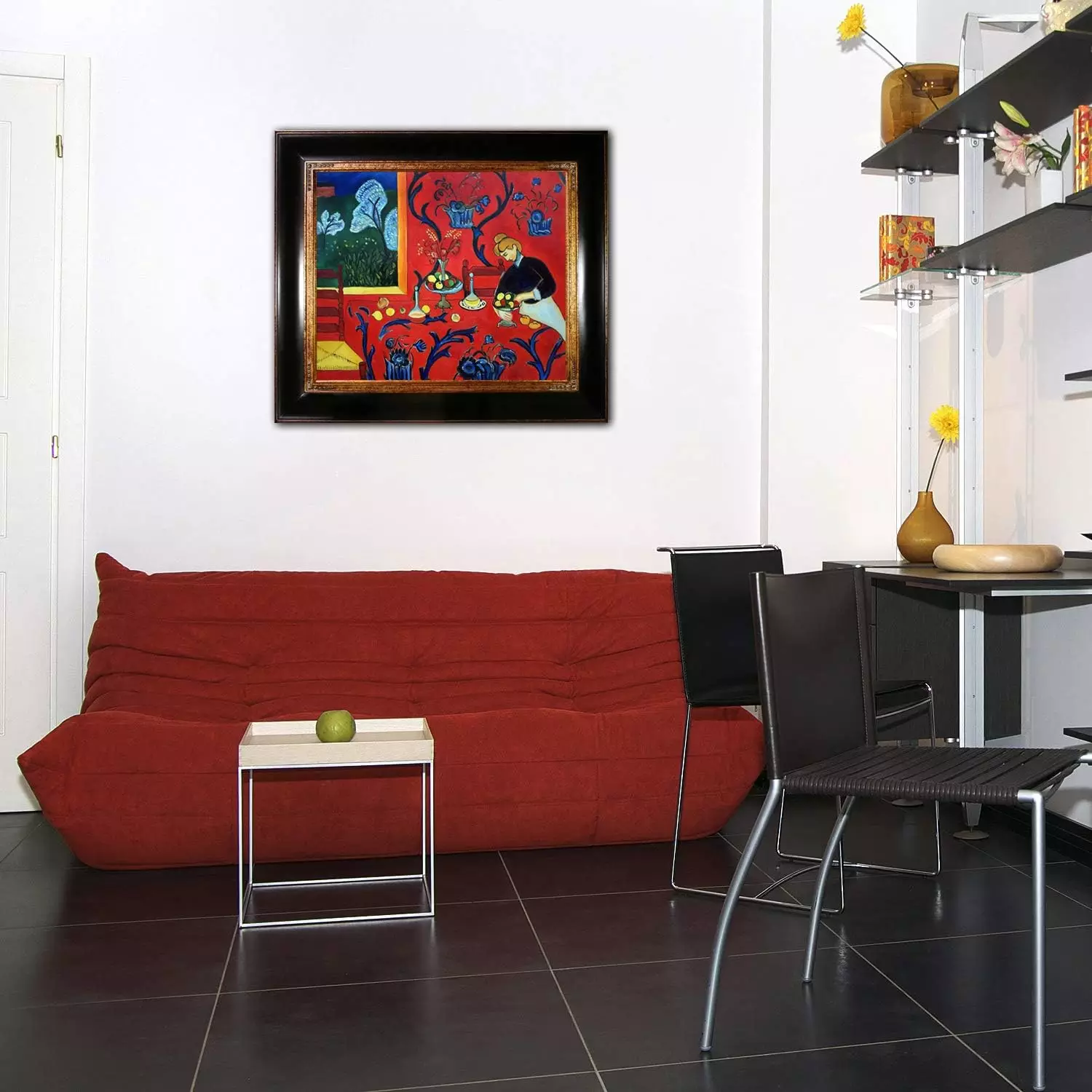 La Pastiche overstockArt Armonia Rojo Framed Oil Reproduction of an Original Painting by Henri Matisse, Opulent Frame, Dark Stained Wood with Gold Trim, 33  x 29  (MT2417-FR-240G20X24) — Wall Art