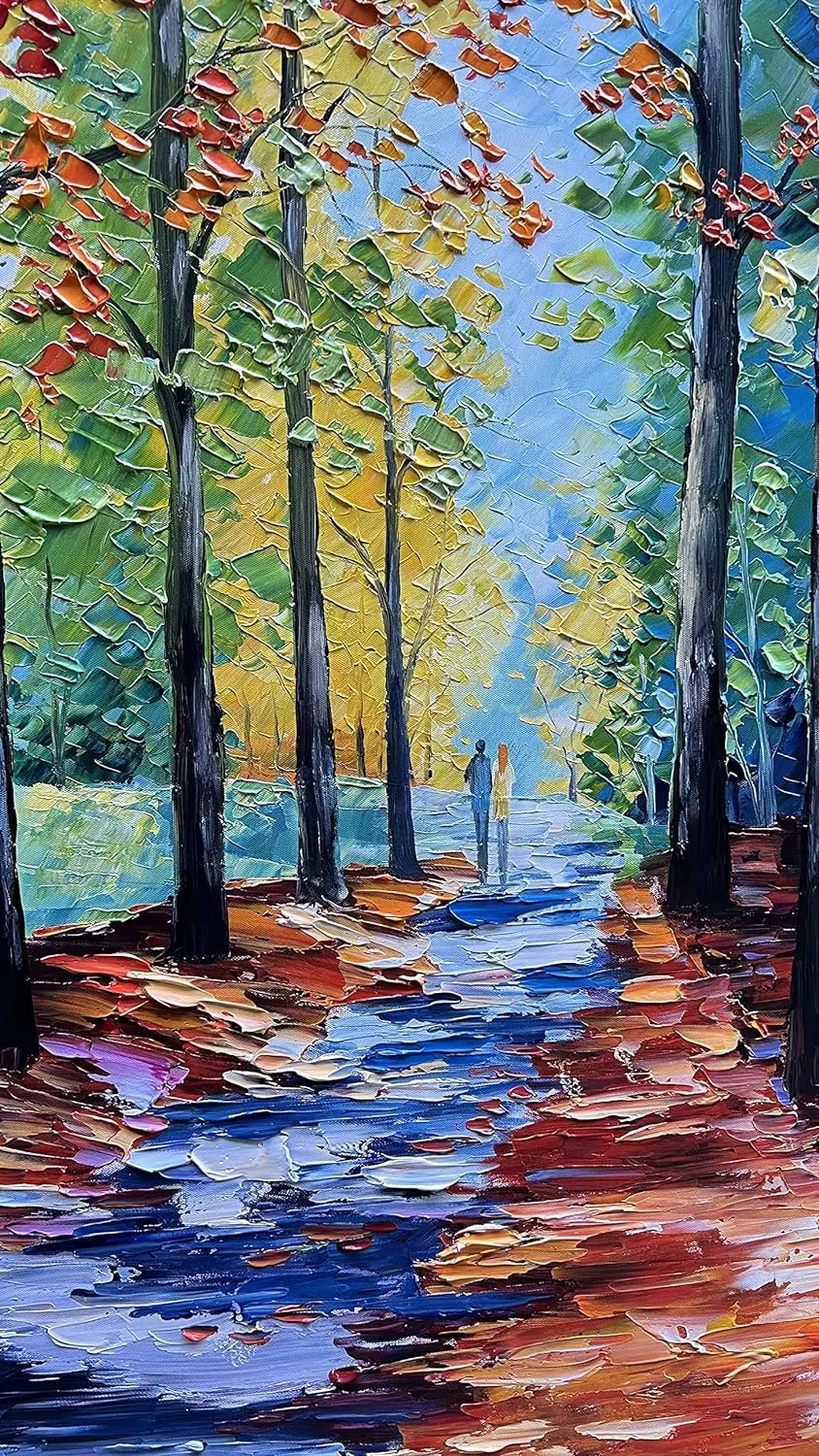 JELRINR Autumn landscape Oil Painting On Canvas Palette Knife Texture Contemporary landscape Art paintings Hand painted Acrylic paintings Home living Room Office Decor Canvas Wall Art 24x48inch — Wall Art