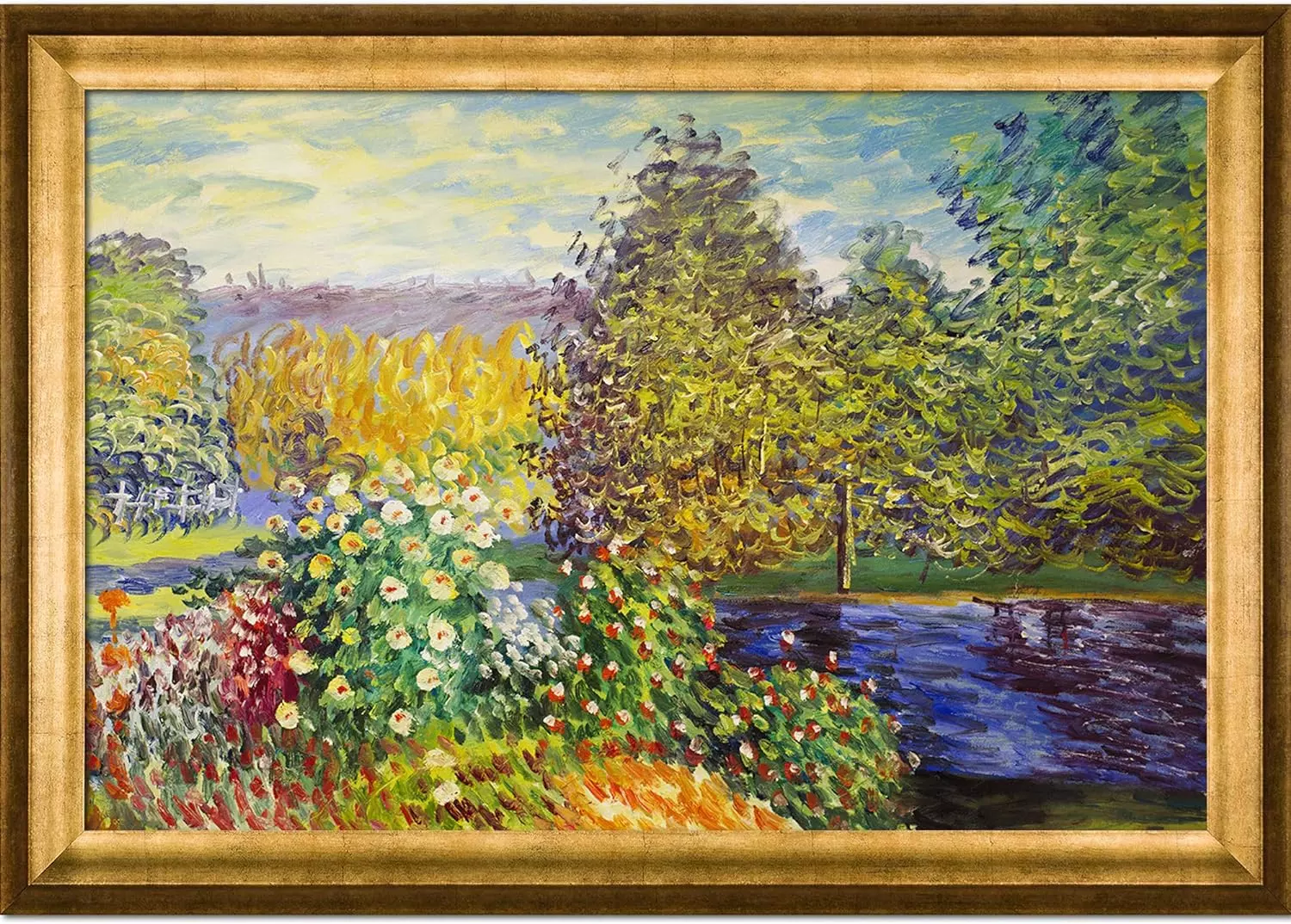 overstockArt Corner of the Garden at Montgeron Oil Painting by Monet, Athenian Gold Frame, 41  x 29  — Wall Art