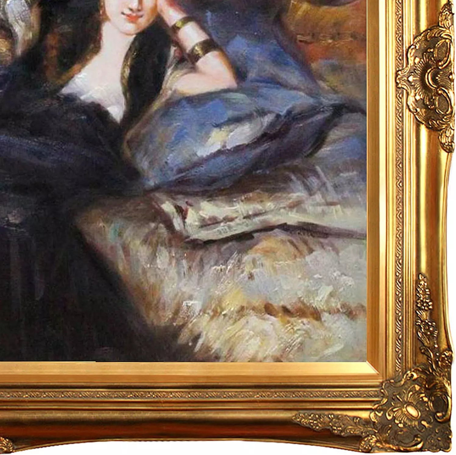 overstockArt Edouard Manet Lady with Fans Portrait of Nina De Callais Oil Painting with Victorian Gold Frame, Gold Finish 44  x 32  — Wall Art