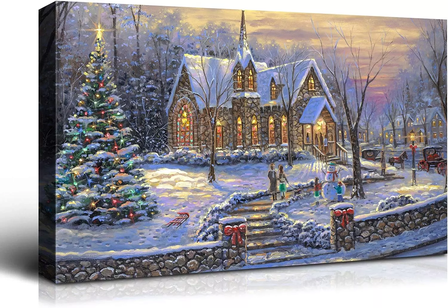 Denozer - Canvas Wall Art Christmas Eve Painting Artwork for Home Wall Decor,Stretched and Framed Ready to Hang - 36x24 inches — Wall Art