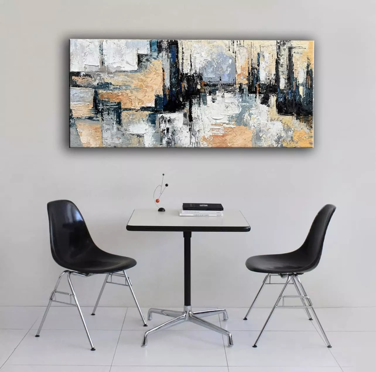 JELRINR Modern Abstract Oil Painting Hand Painted Texture Abstract Canvas Wall Art Decoration Contemporary Artwork Framed Ready to Hang 24x48inch — Wall Art